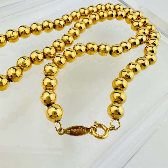 VINTAGE NAPIER BALL BEAD POLISHED GOLD PLATED NECKLACE - Picture 9 of 12